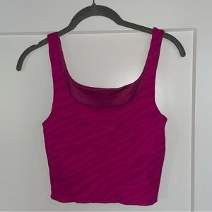 Carbon38 Pink Ribbed Tank Built In Bra